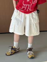 【90-150】5分丈ショーツ 工装風 着回し最強 無地 普段着 お出かけ 外遊び - 画像 (6)