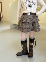 【100-170】ミニスカート 女の子 韓国風 ガーリー チェック柄