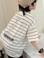 【100-160】キッズTシャツ 半袖 ボーダー アルファベット 可愛い - 画像 (5)