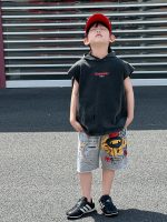 【90-120】半袖Ｔシャツorショートパンツ 男の子 フード付き ストリート風 - 画像 (7)
