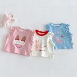 【73-120】タンクトップorショートパンツ 女の子 猫プリント 可愛い 子供服 - 画像 (5)