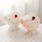 【GOODS】レース帽子 ベビー用 女の子 プリンセス風 いちご柄 日よけハット - 画像 (6)