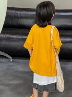 【100-150】Tシャツ ラウンドネック ゆったり プリント 半袖 - 画像 (4)