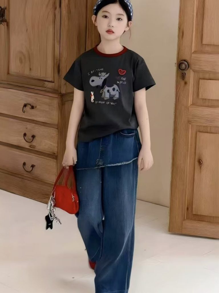 【90-150cm】半袖Ｔシャツ 女の子 カートゥーン プリント トレンド