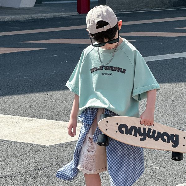 【90-130cm】半袖Ｔシャツorショートパンツ 男の子 ダメージジーンズ トレンド