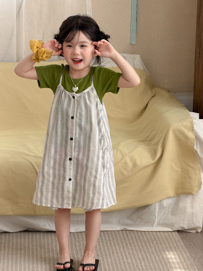 O1CN01ZwnCwk1ZxahOS0nFT_4266583261-0-cib.jpg 【90-140】半袖Tシャツorワンピース ストライプ シンプル - 画像 (1)