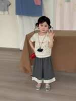 【90-140】キャミソール+半袖Tシャツ 女の子 花柄 合わせやすい - 画像 (6)