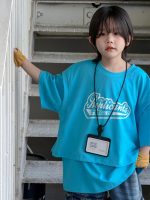 【100-150】Tシャツ 切り替え 半袖 プリント ゆったり - 画像 (5)
