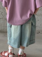【100-150】ショートパンツ デニム ダメージジーンズ ゆったり - 画像 (4)