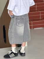 【90-160】ショートパンツ 男の子 ストライプ ジーンズ - 画像 (4)