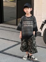 【90-150】半袖Tシャツorパンツ 男の子 カモフラ トレンド - 画像 (2)
