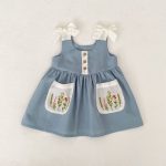 【73-110】セットアップ or ワンピース ベビー 女の子 韓国風 花刺繍 - 画像 (5)