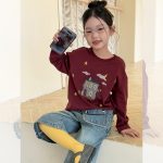 【90-160】長袖Tシャツ 女の子 カートゥーン プリント 肌触り良い - 画像 (5)