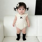 【66-90】ロンパース ベビー ドット柄 丸襟 かわいい - 画像 (3)