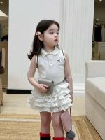 【80-130】ワンピース 女の子 ノースリーブ ティアード 韓国風