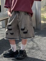 【90-150】ショートパンツ 男の子 ダメージジーンズ レトロ - 画像 (2)