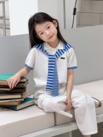 【100-170】半袖 Tシャツ 女の子 肩掛け ニット 学園風 ナチュラル - 画像 (2)