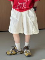 【90-150】5分丈ショーツ 工装風 着回し最強 無地 普段着 お出かけ 外遊び - 画像 (2)