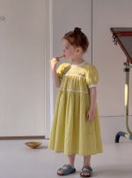 【90-140】ワンピース 女の子 フリル 刺繍 ファッション - 画像 (3)
