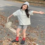 【80-130】半袖Ｔシャツ 女の子 POLOネック ボーダー柄  シンプル - 画像 (6)