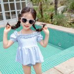 【90-130】水着 帽子付き フリル キュート スイムウェア - 画像 (3)