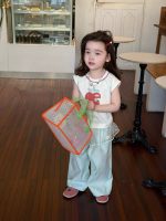 【90-150】セットアップ 女の子 カートゥーン リンゴ ひらひら袖 - 画像 (5)