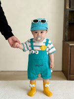 【66-100】ロンパース ベビー 半袖 かわいい ボーダー柄 - 画像 (3)