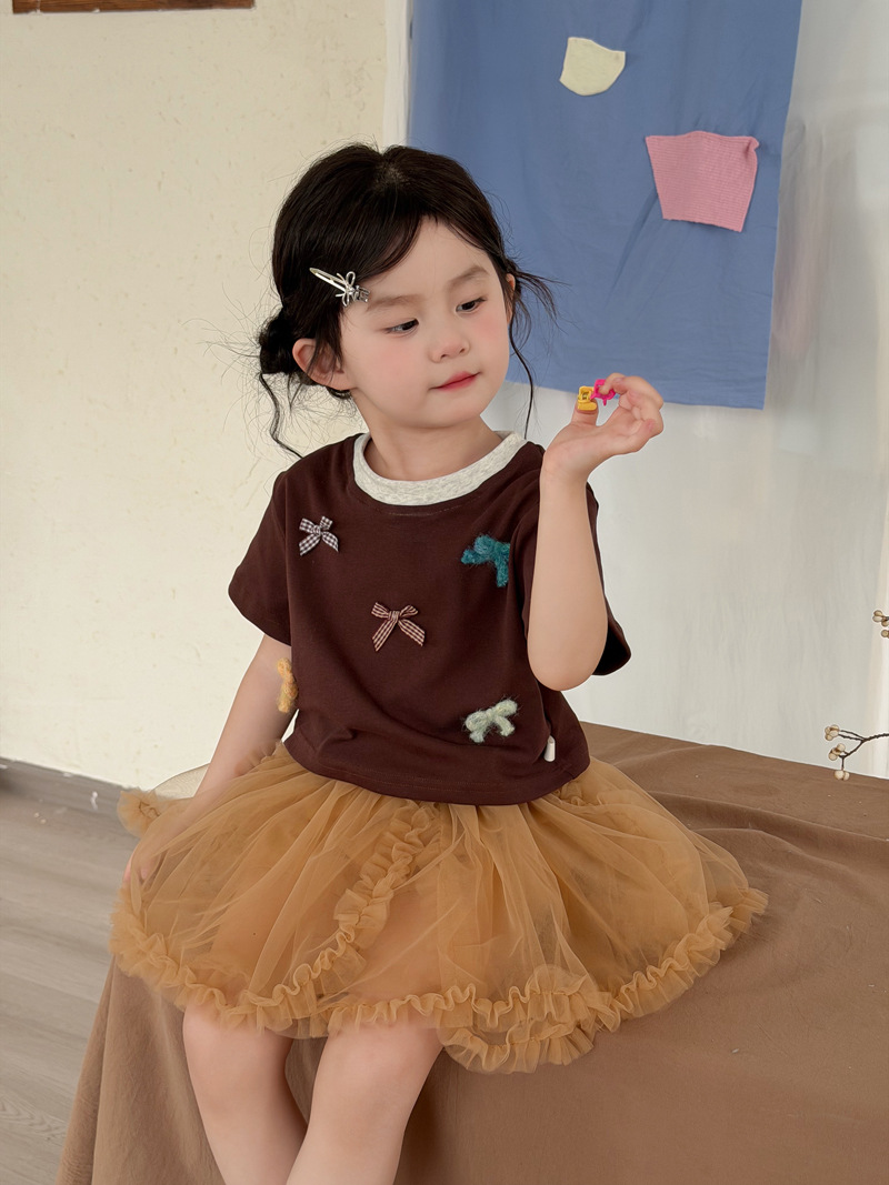 O1CN01jaFi6B1ZxahY1j4CK_4266583261-0-cib.jpg 【80-140】半袖Tシャツ 女の子 リボン スウィート - 画像 (1)
