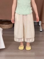 【90-140】ワイドパンツ 女の子 ナチュラル 通気性抜群 - 画像 (2)