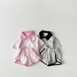 【80-130】セットアップ ストライプ 半袖 ポロシャツ+ショートパンツ