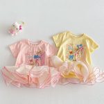 【73-120】半袖Ｔシャツ ベビー チュール フリル プリント - 画像 (3)