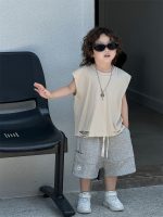 【90-140】Tシャツ 男の子 ノースリープ 無地 ストリート風 - 画像 (3)