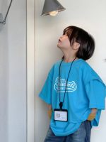 【100-150】Tシャツ 切り替え 半袖 プリント ゆったり - 画像 (3)