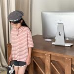 【80-130】半袖Ｔシャツ 女の子 POLOネック ボーダー柄  シンプル - 画像 (4)