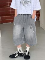 【90-160】ショートパンツ 男の子 ストライプ ジーンズ - 画像 (3)
