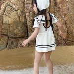 【90-140】水着 セーラー かわいい スイムウェア - 画像 (3)