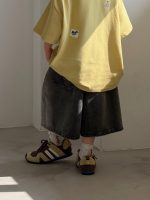 【100-150】ショートパンツ デニム 無地 ゆったり ダメージジーンズ - 画像 (6)