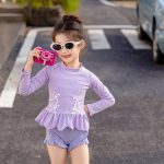 【90-140】水着 フリル リボン付き かわいい スイムウェア - 画像 (10)