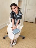 【100-170】半袖 Tシャツ 女の子 肩掛け ニット 学園風 ナチュラル - 画像 (6)