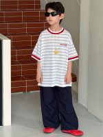【90-160】半袖Tシャツ 男の子 コンビカラー ボーダー柄 - 画像 (3)