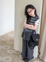 【100-170】ベスト 女の子 ニット ボーダー レイヤードしやすい - 画像 (2)