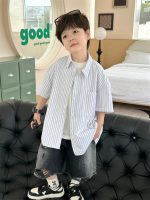【90-120】シャツ 男の子 ストライプ ルーズ ファッション - 画像 (6)