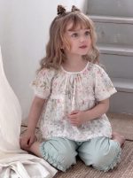 【90-140】シャツ 女の子 花柄 フリル 切り替え - 画像 (5)