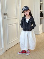 【100-160】アウター 女の子 ボーダー フード付き カジュアル - 画像 (4)