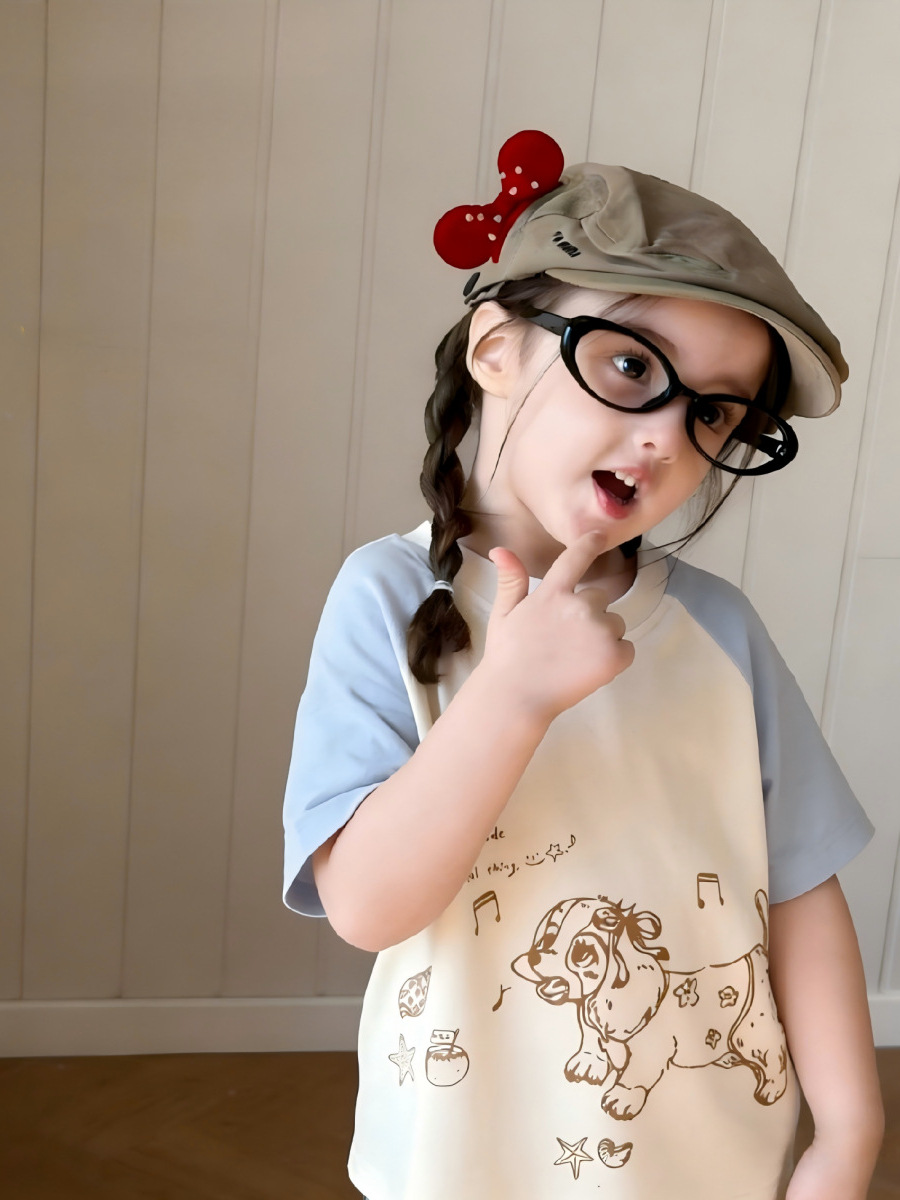 O1CN01w5RS8X1xtyLoKfJf1_2215259866502-0-cib.jpg 【90-150】半袖Tシャツ 女の子 イヌ ラグラン カジュアル - 画像 (1)