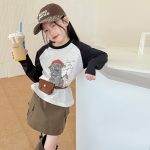 【100-170】長袖トップス 女の子 動物柄 カジュアル 配色 - 画像 (2)