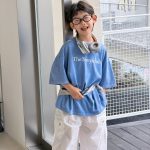 【90-160】半袖Tシャツ 男の子 ウォッシュド 英字