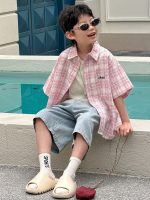 【90-160】半袖シャツ 男の子 チェック柄 通気性拔群 - 画像 (5)