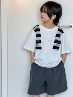 【100-150】Tシャツ 半袖 ストライプ 配色 切り替え - 画像 (6)