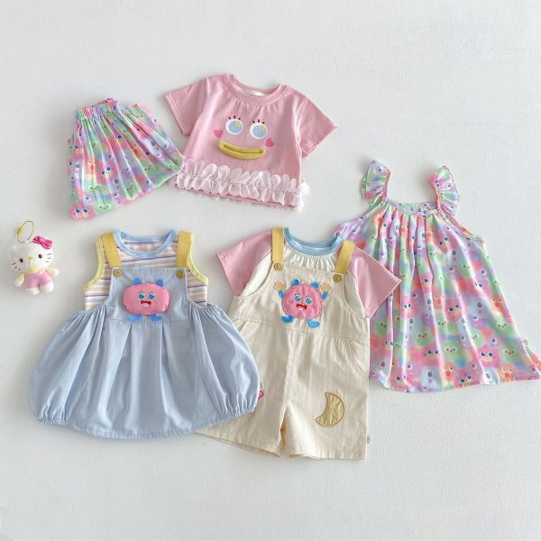 【73-120cm】ベストor半袖Ｔシャツor ワンピースorパンツ ベビー プリント かわいい